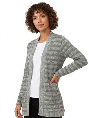 NWT Pitaya Gray Striped Open Cardigan